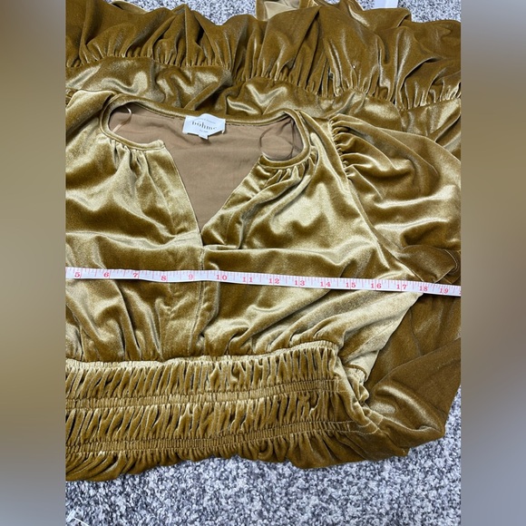 Bohme Gold Velvet Velour Tiered Smocked Festive Maxi Dress Sz Small Worn Once - Picture 8 of 10